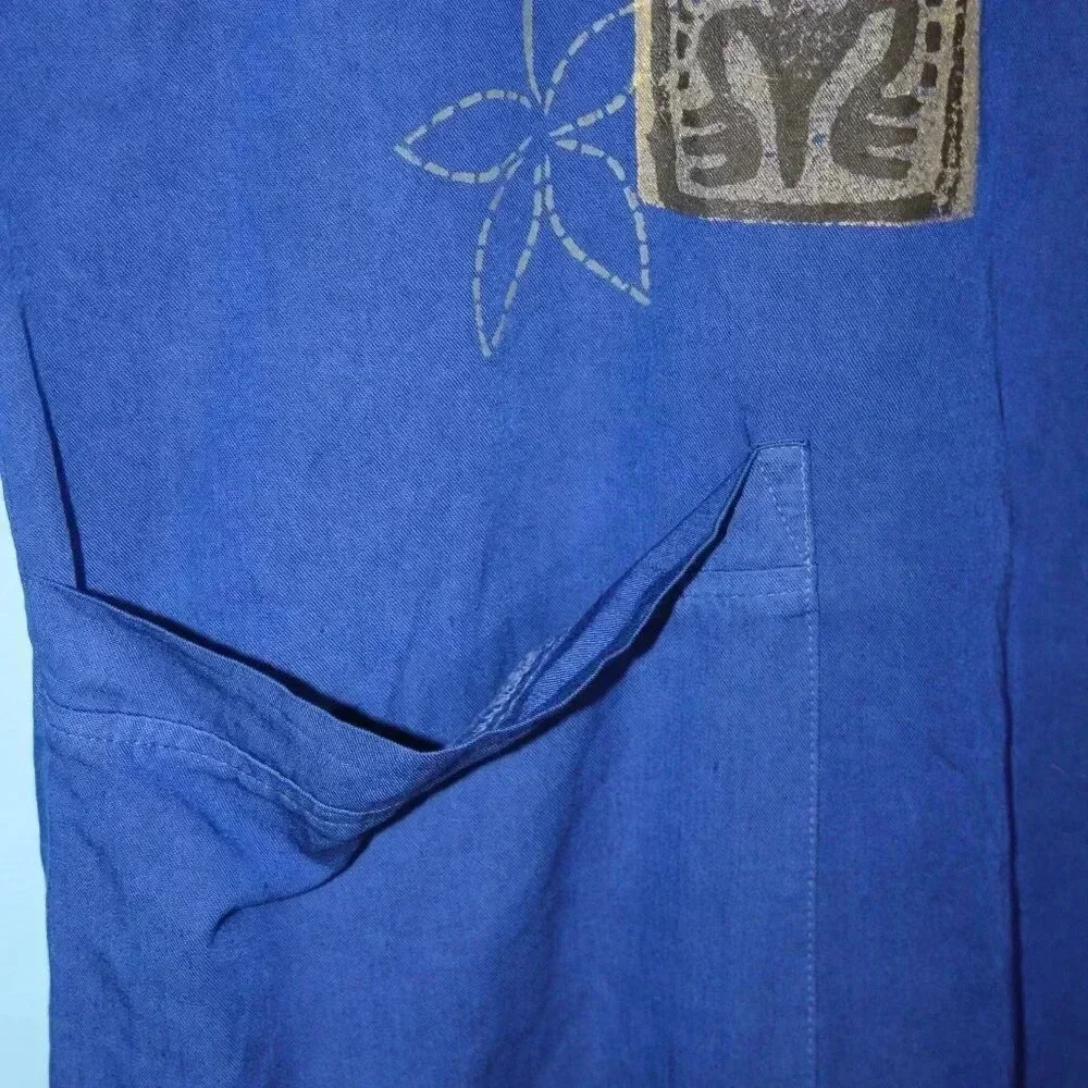 Blue Cactus Brand Sleeveless Hand Painted Vintage Blue Dress Made in the USA - Picture 8 of 14